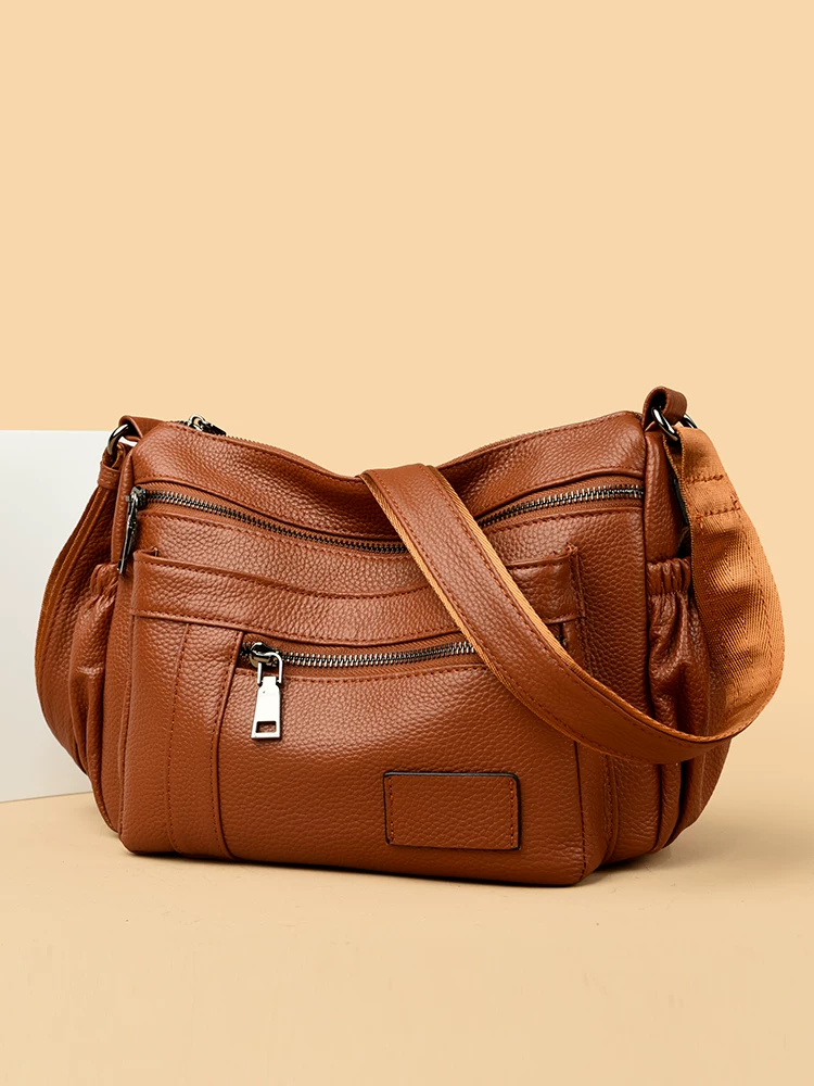 Sac à main en cuir de vache pour femme 2026 nouveau modèle bandoulière tendance et grande capacité pour mères d'âge moyen 2/5